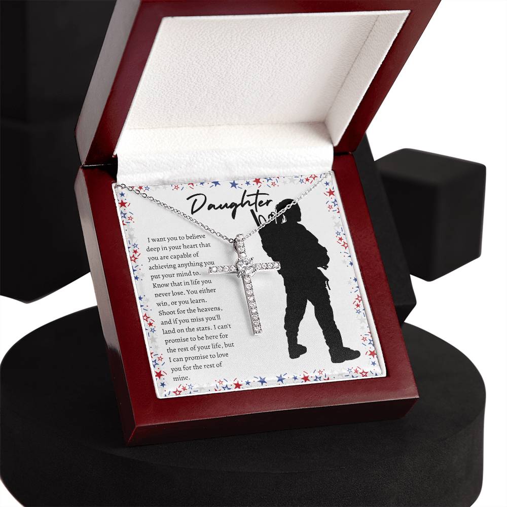 American Soldier Daughter CZ Cross Necklace