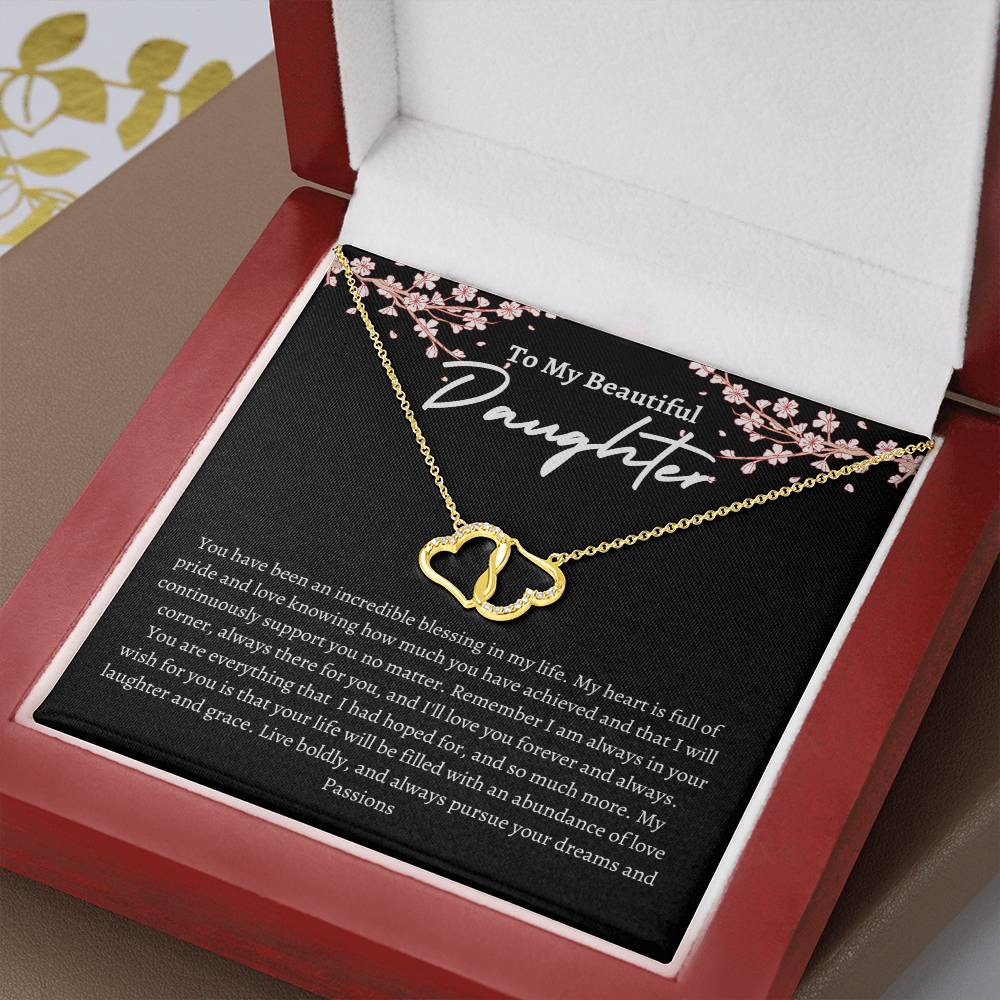 To My Beautiful Daughter Black Everlasting Love Necklace