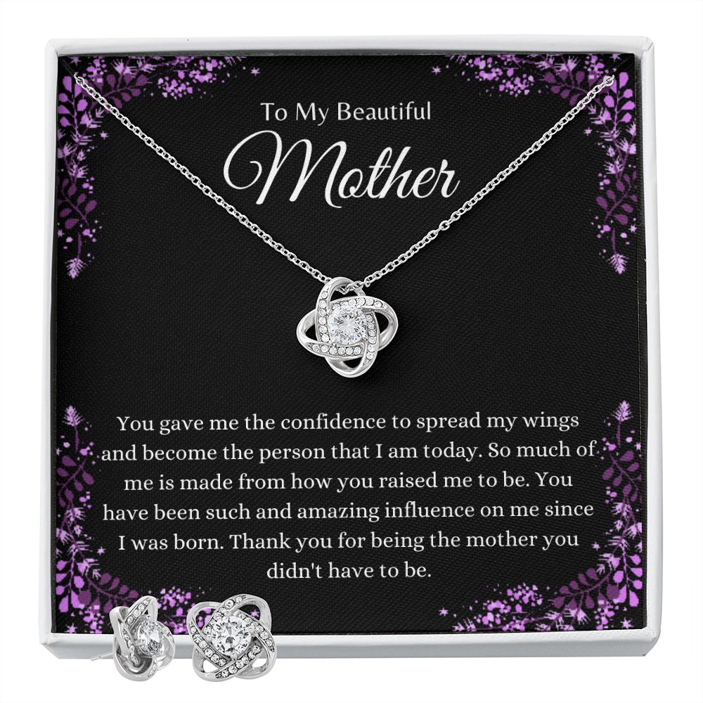 To My Beautiful Mother Floral Love Knot Black