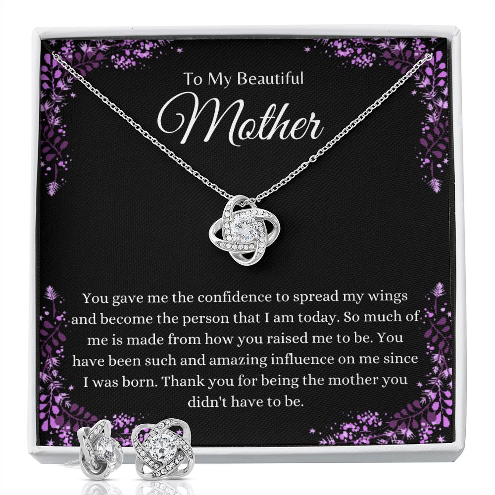To My Beautiful Mother Floral Love Knot Black
