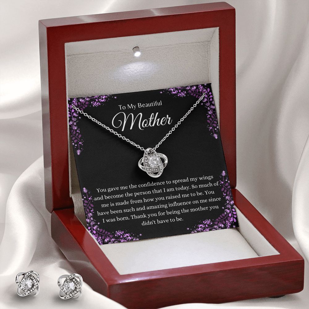 To My Beautiful Mother Floral Love Knot Black