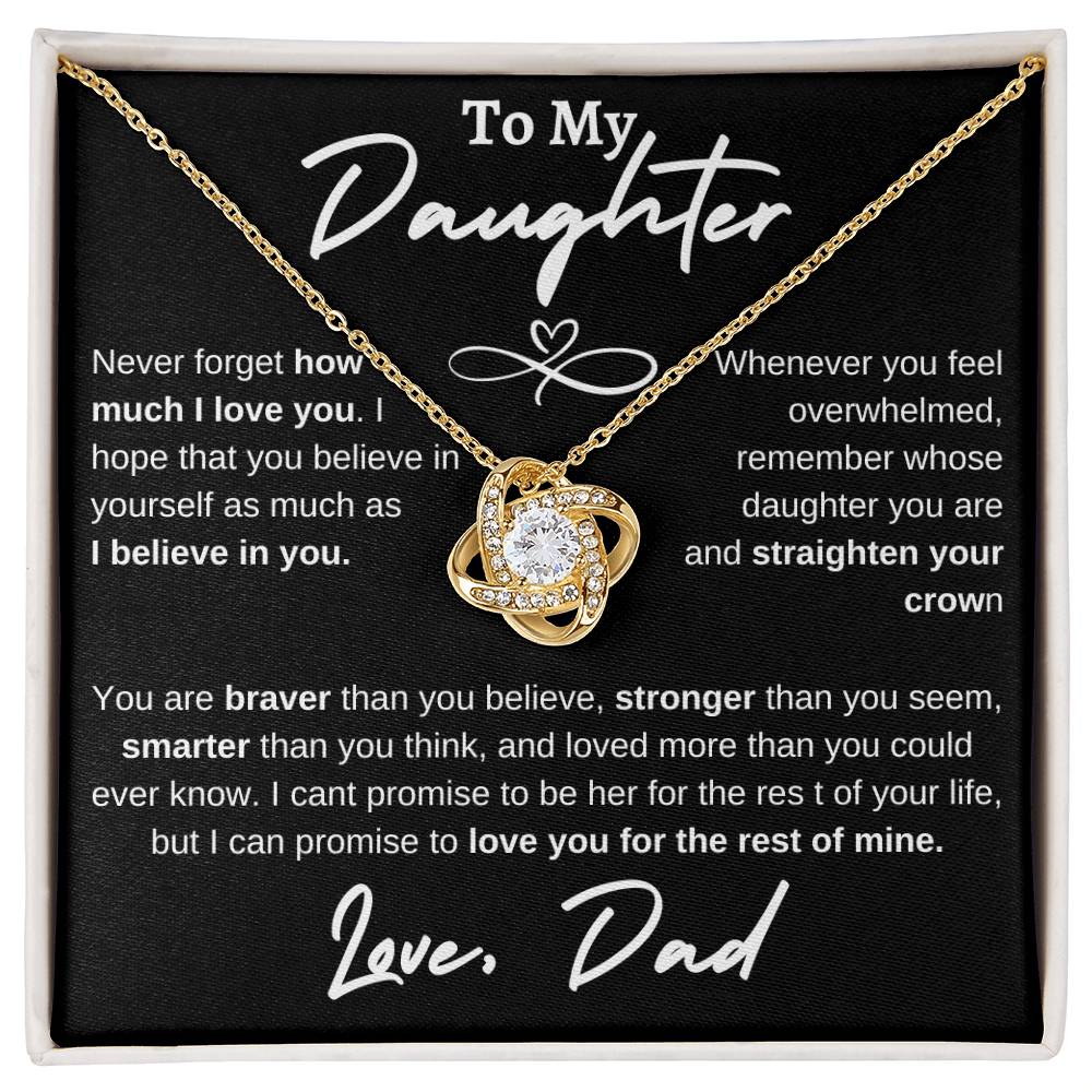 Daughter Infinity Heart Love Knot Necklace Black (Dad)