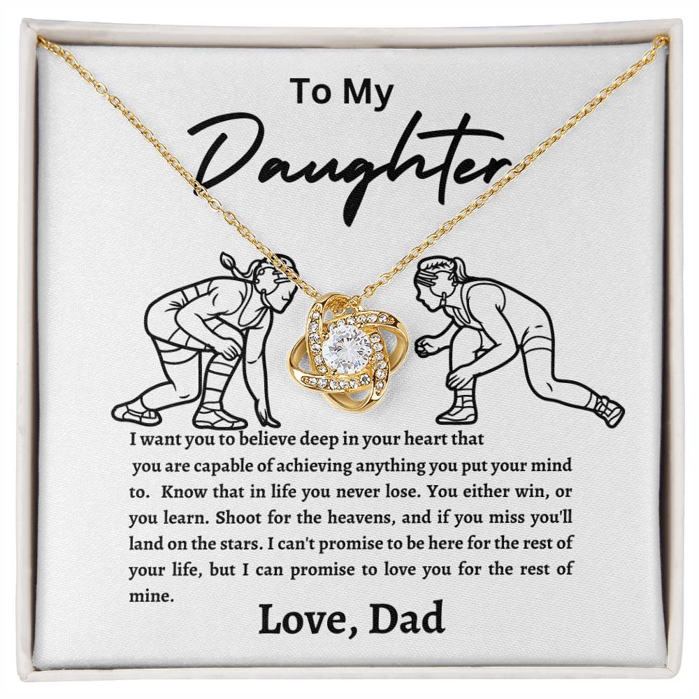 Wrestling Daughter Love Knot Necklace White and Black