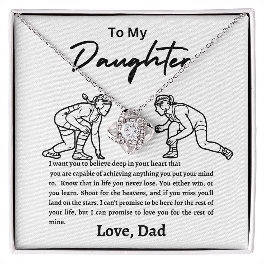 Wrestling Daughter Love Knot Necklace White and Black