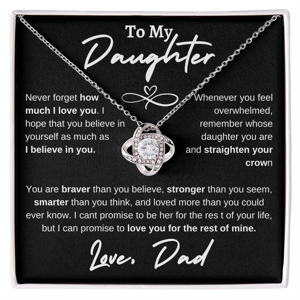 Daughter Infinity Heart Love Knot Necklace Black (Dad)