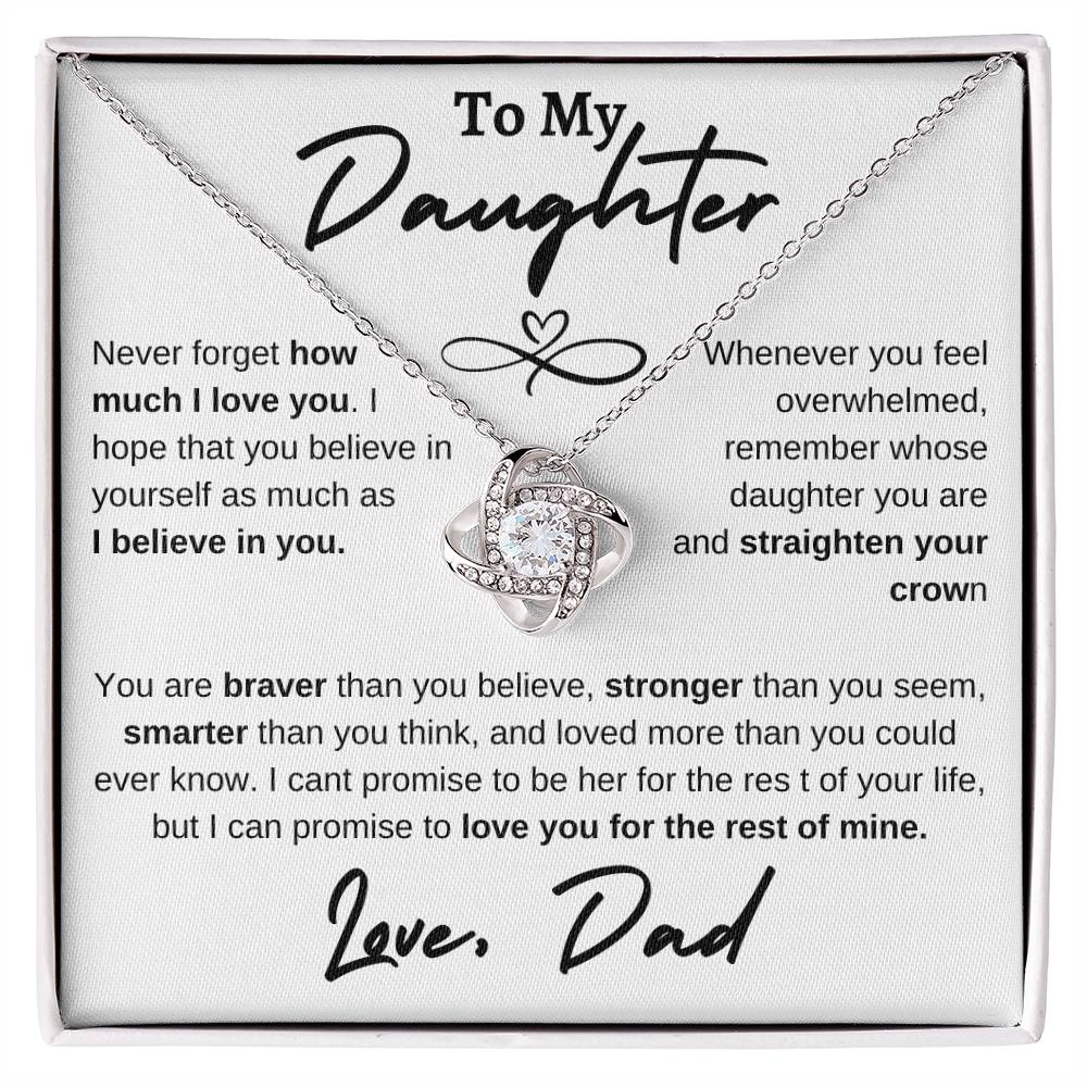 Daughter Infinity Heart Love Knot Necklace White (Dad)