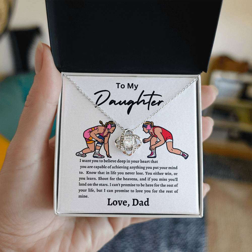 Wrestling Daughter Love Knot Necklace