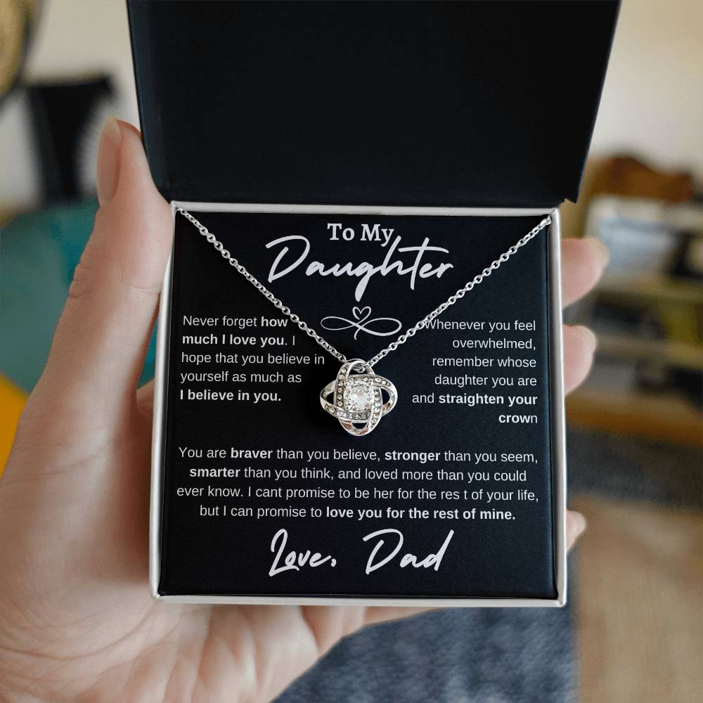 Daughter Infinity Heart Love Knot Necklace Black (Dad)