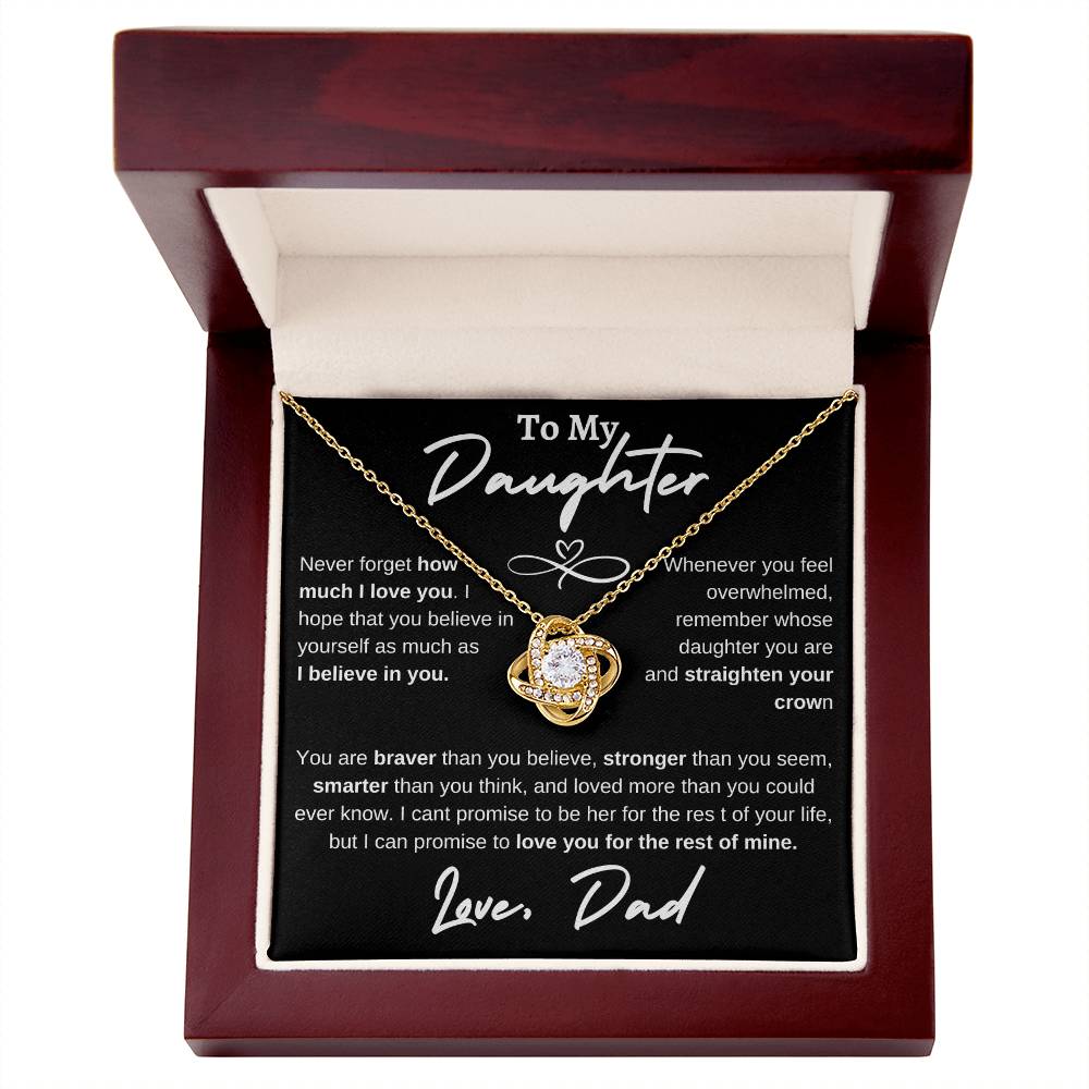 Daughter Infinity Heart Love Knot Necklace Black (Dad)