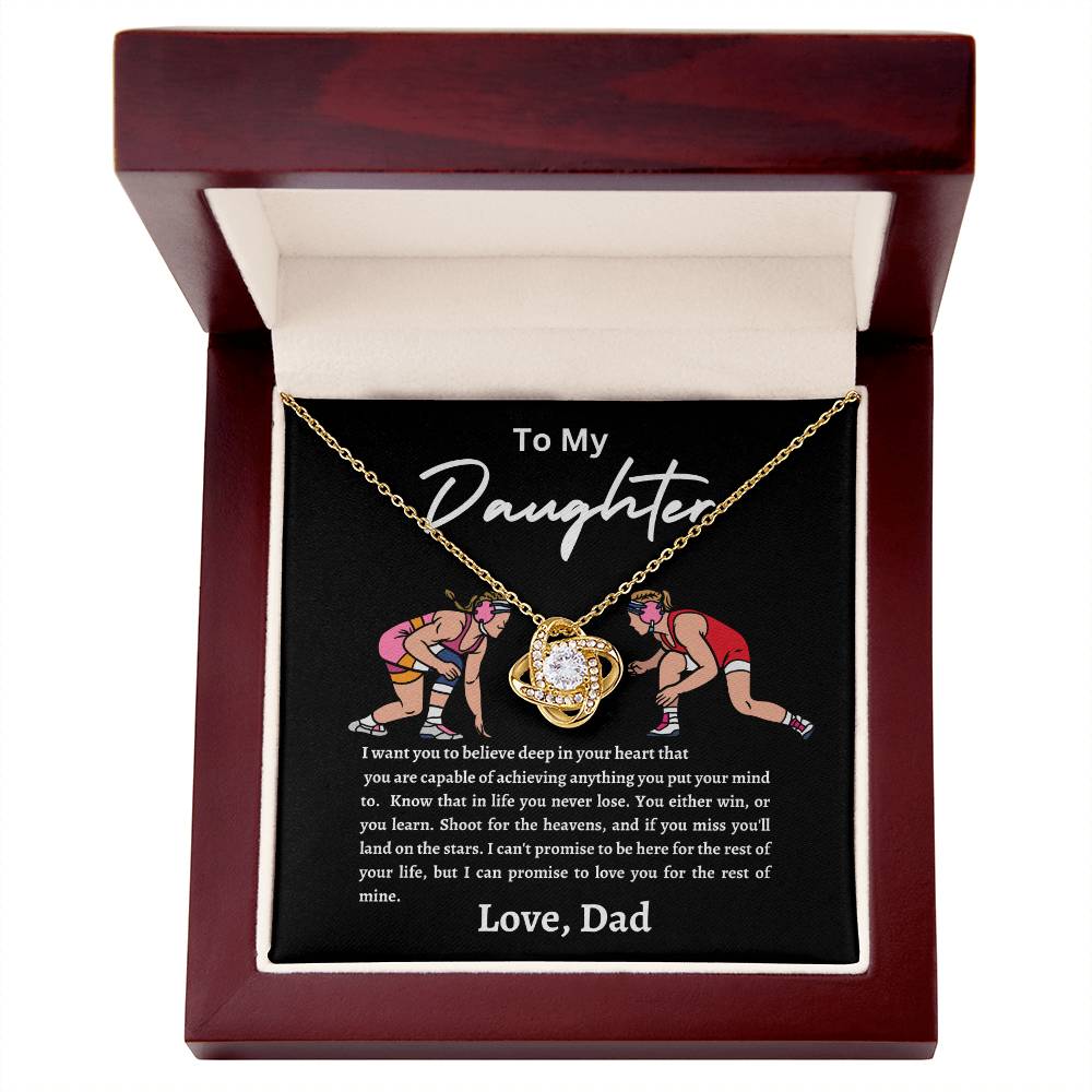 Wrestling Daughter Love Knot Necklace Black