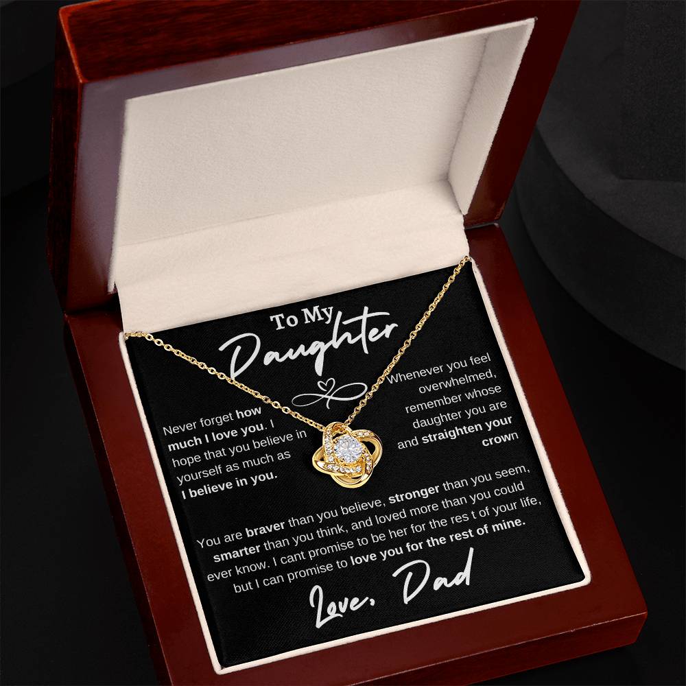 Daughter Infinity Heart Love Knot Necklace Black (Dad)