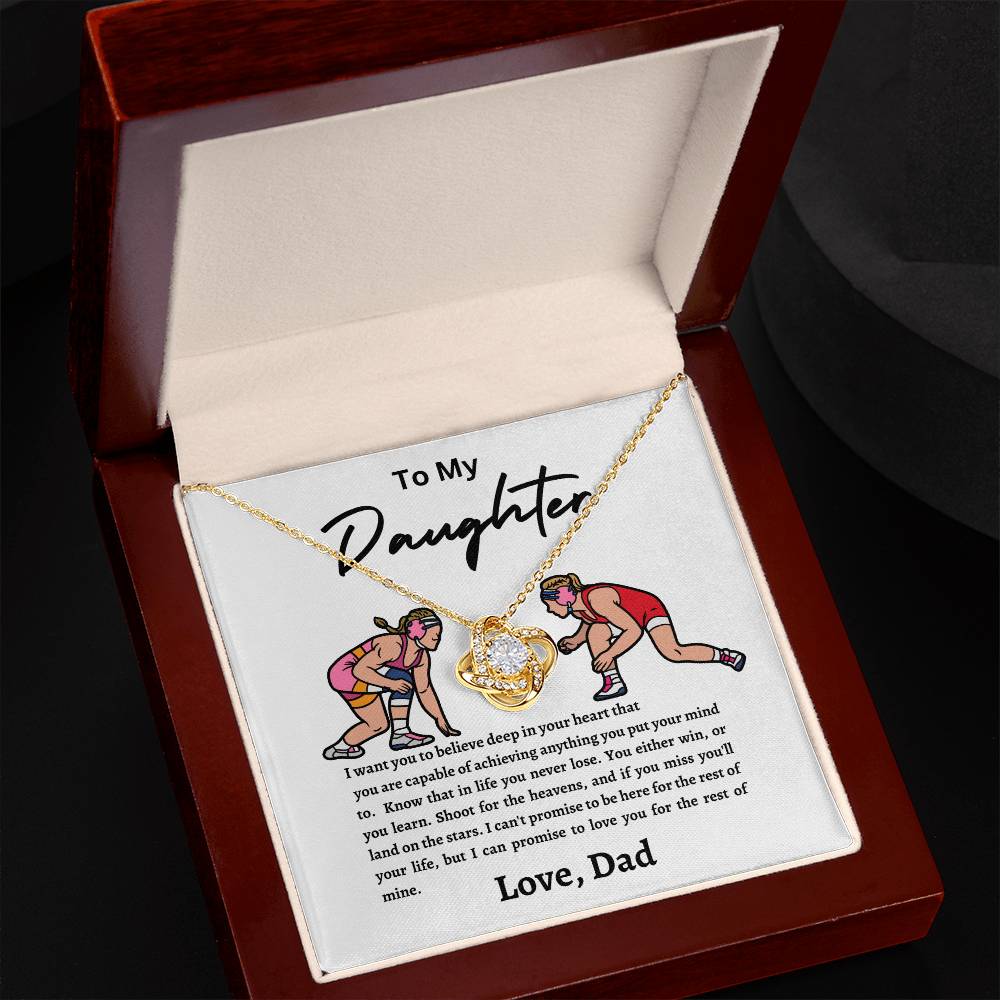 Wrestling Daughter Love Knot Necklace