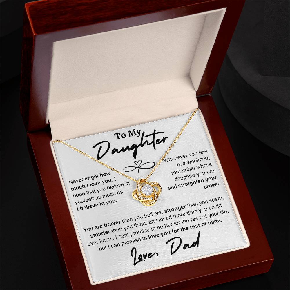 Daughter Infinity Heart Love Knot Necklace White (Dad)