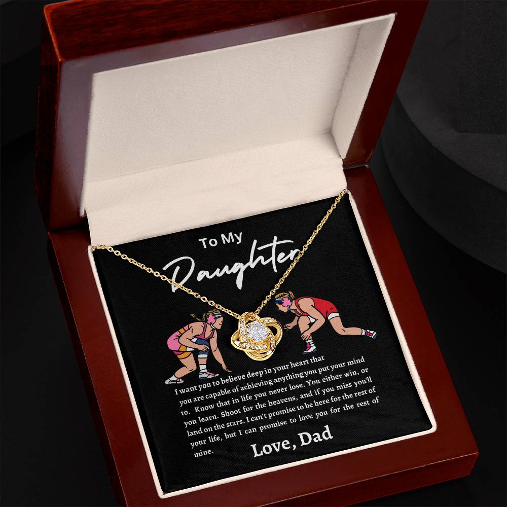 Wrestling Daughter Love Knot Necklace Black