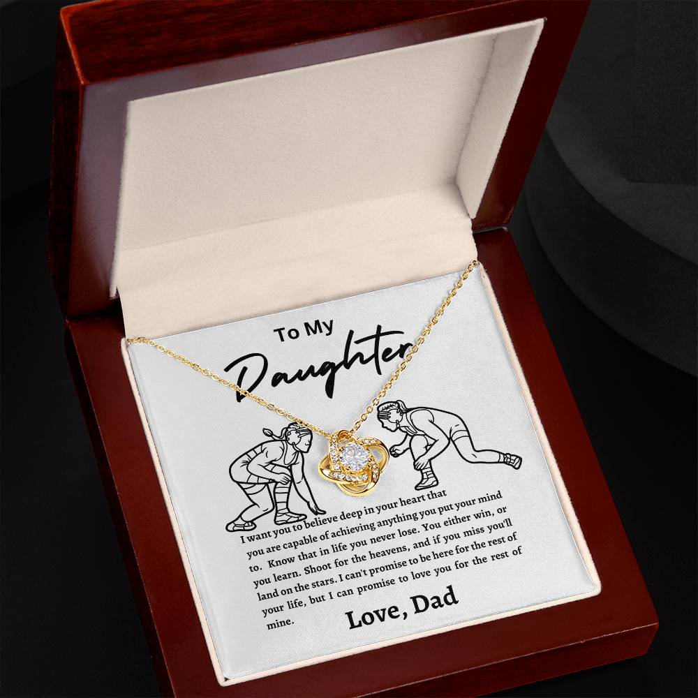 Wrestling Daughter Love Knot Necklace White and Black