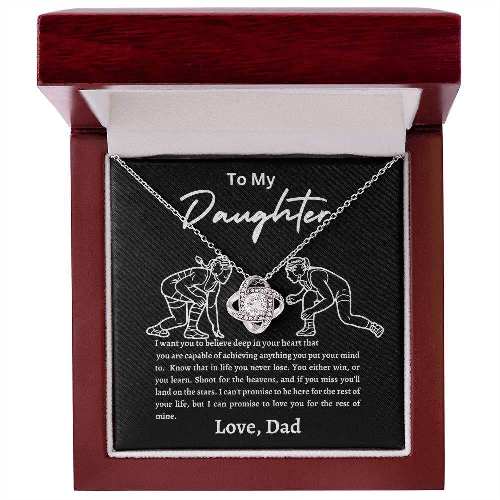 Wrestling Daughter Love Knot Necklace Black and White