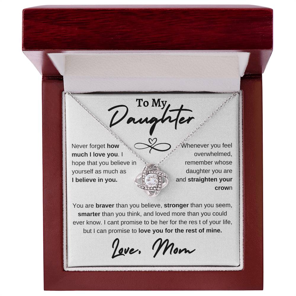 Daughter Infinity Heart Love Knot Necklace White (Mom)