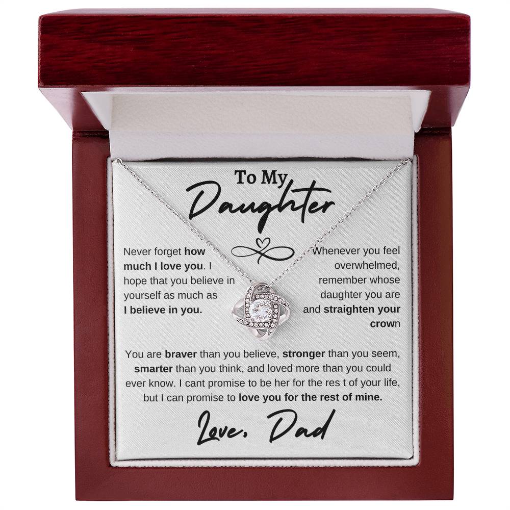 Daughter Infinity Heart Love Knot Necklace White (Dad)