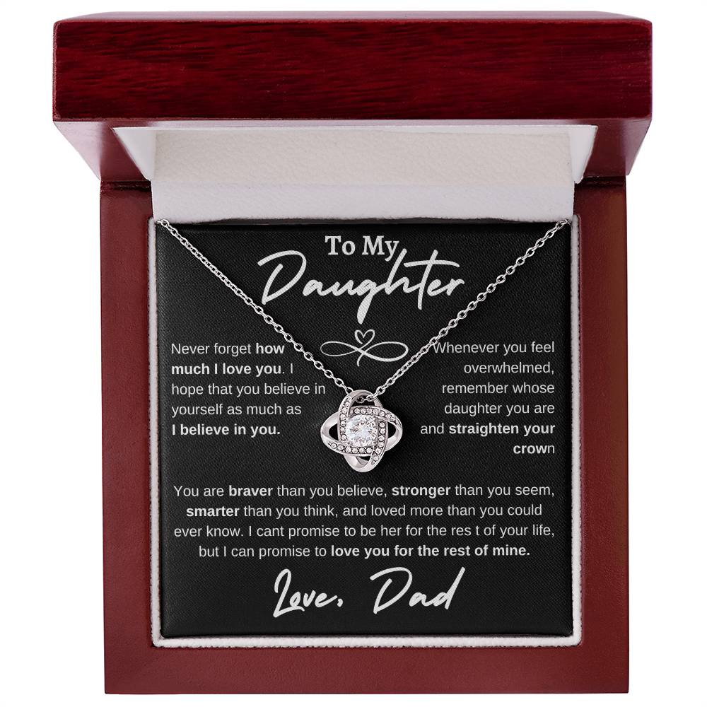 Daughter Infinity Heart Love Knot Necklace Black (Dad)