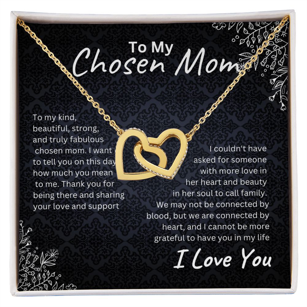 Interlocking Hearts Necklace Black Floral