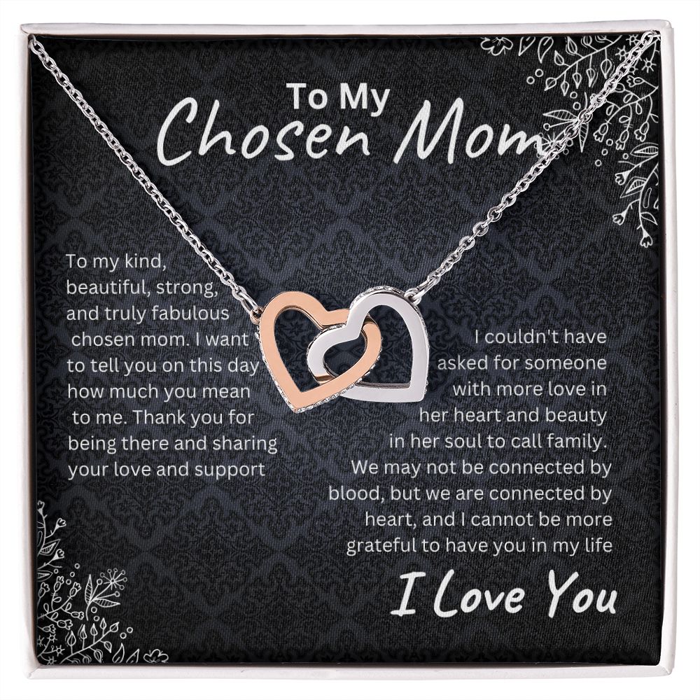 Interlocking Hearts Necklace Black Floral