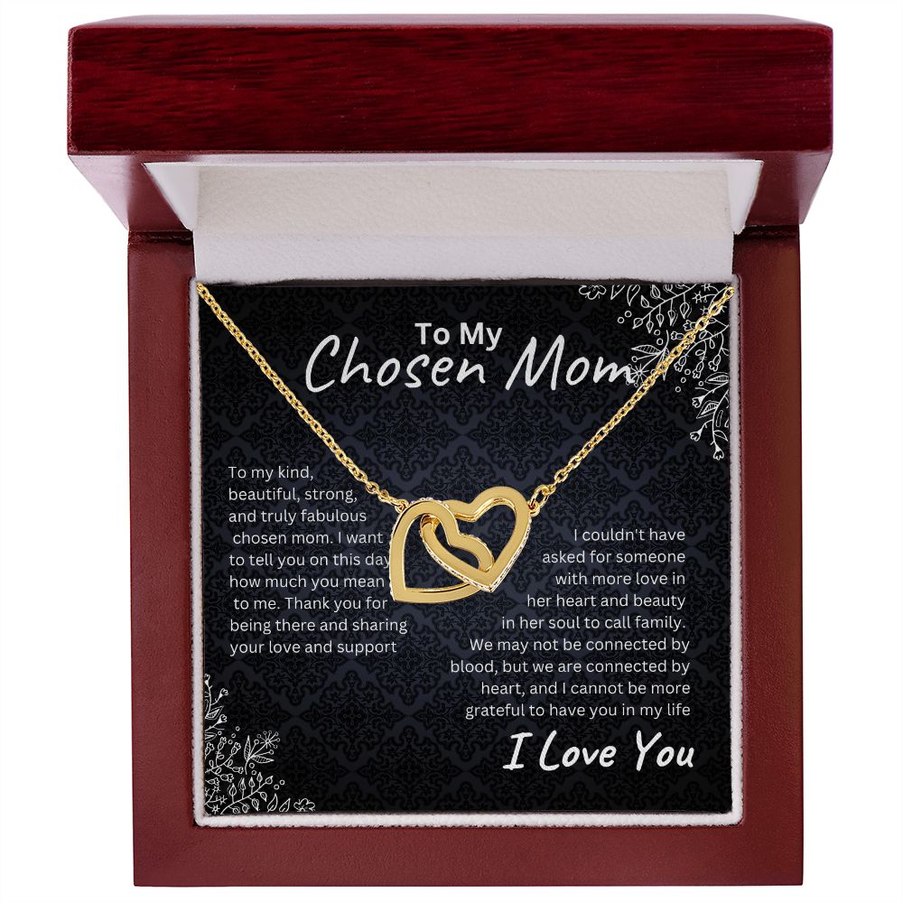 Interlocking Hearts Necklace Black Floral