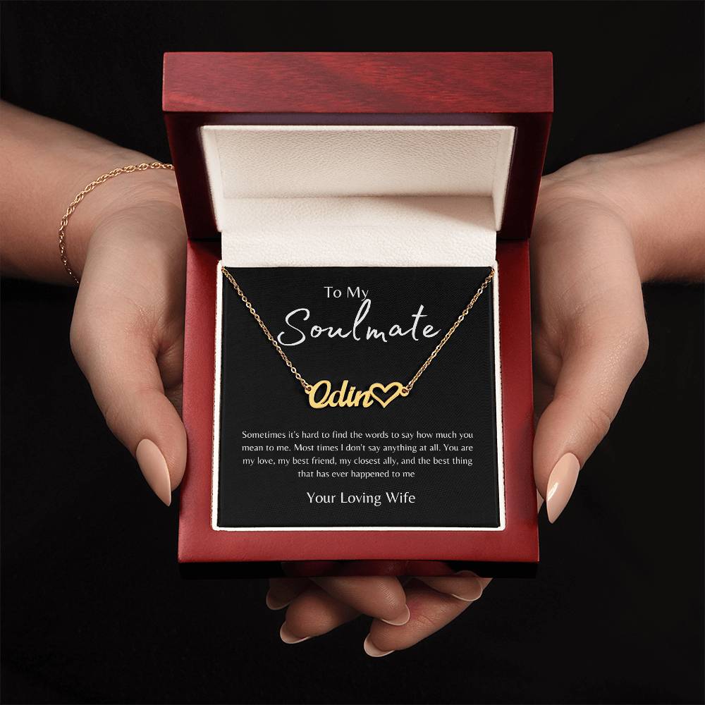To My Soulmate From Wife Black/Gold Name Necklace