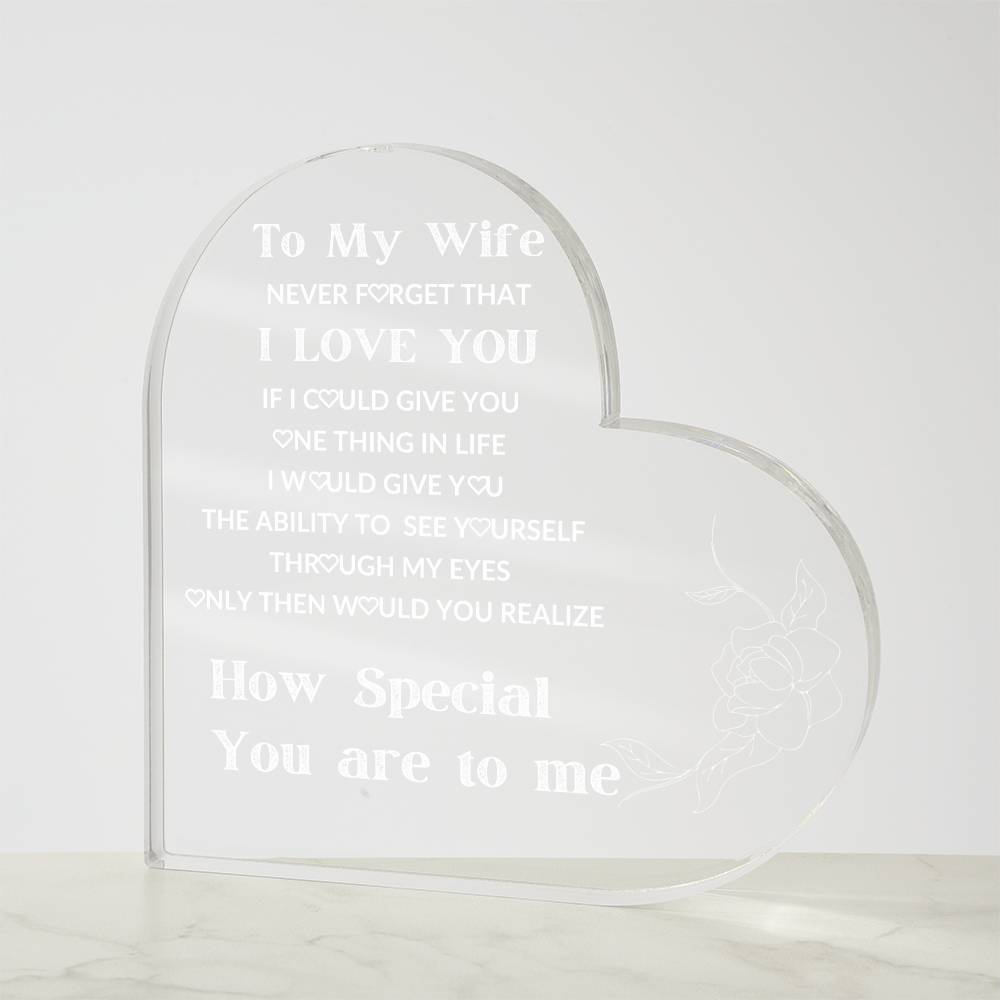 To My Wife Heart Acrylic Valentines Christmas Wedding Love Soulmate