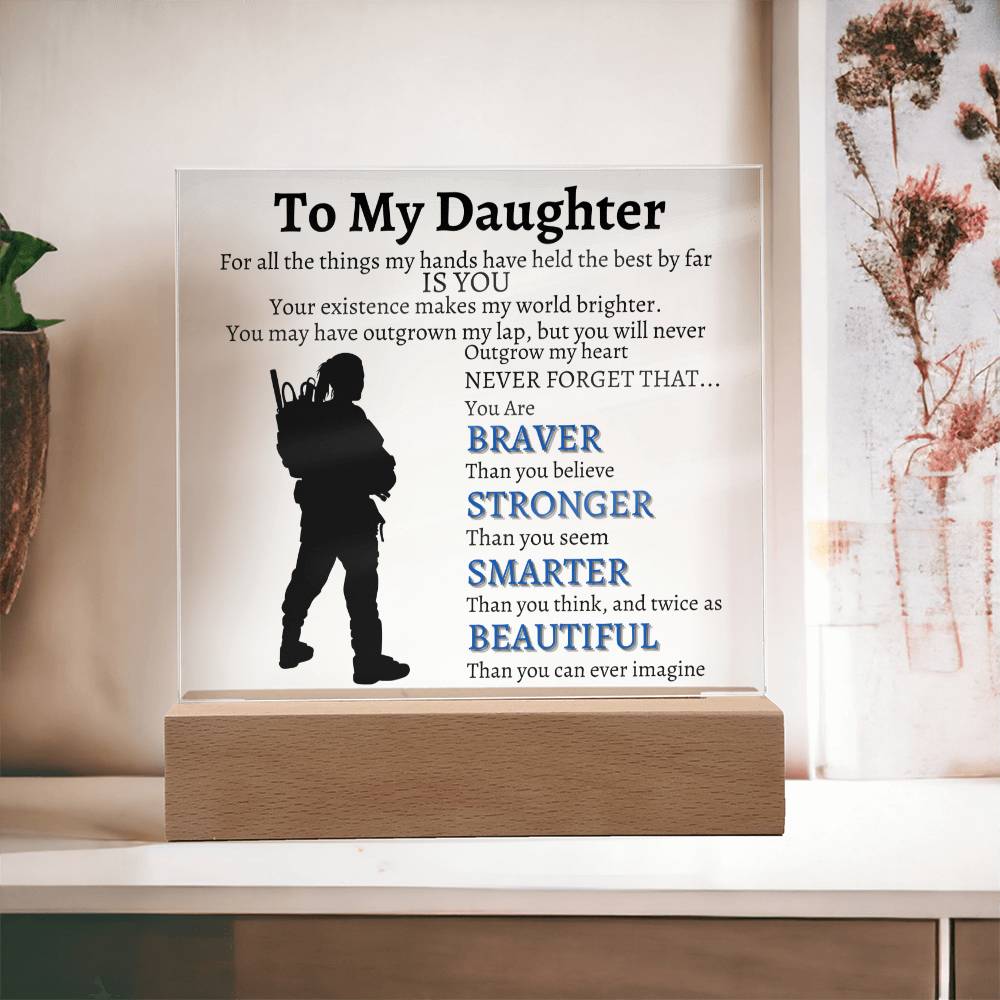 To My Daughter Veterans Acrylic Black