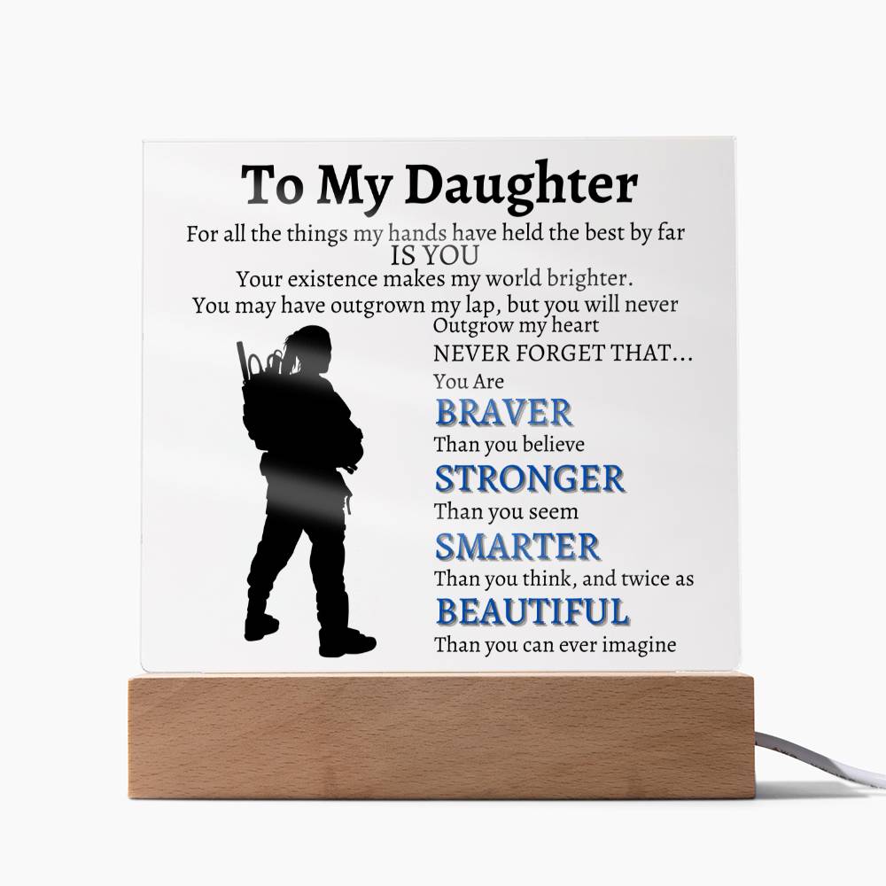 To My Daughter Veterans Acrylic Black