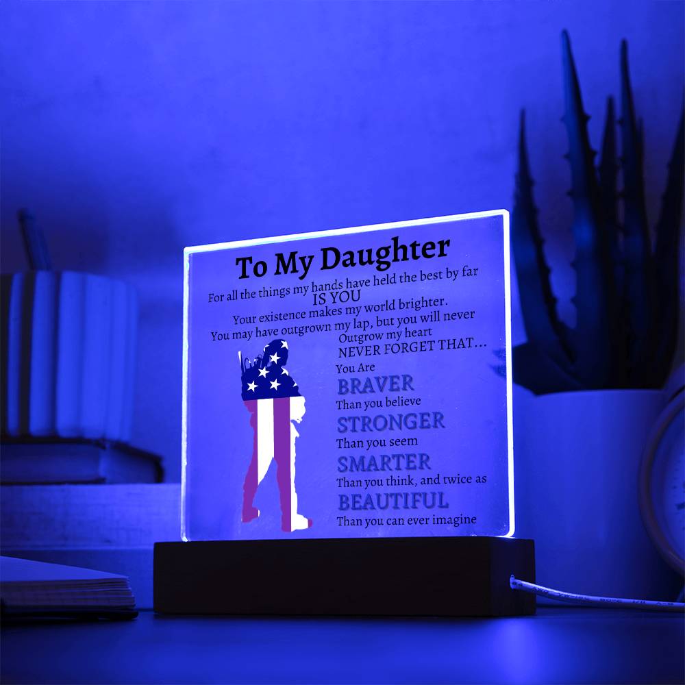 To My Daughter Veterans Acrylic RWB
