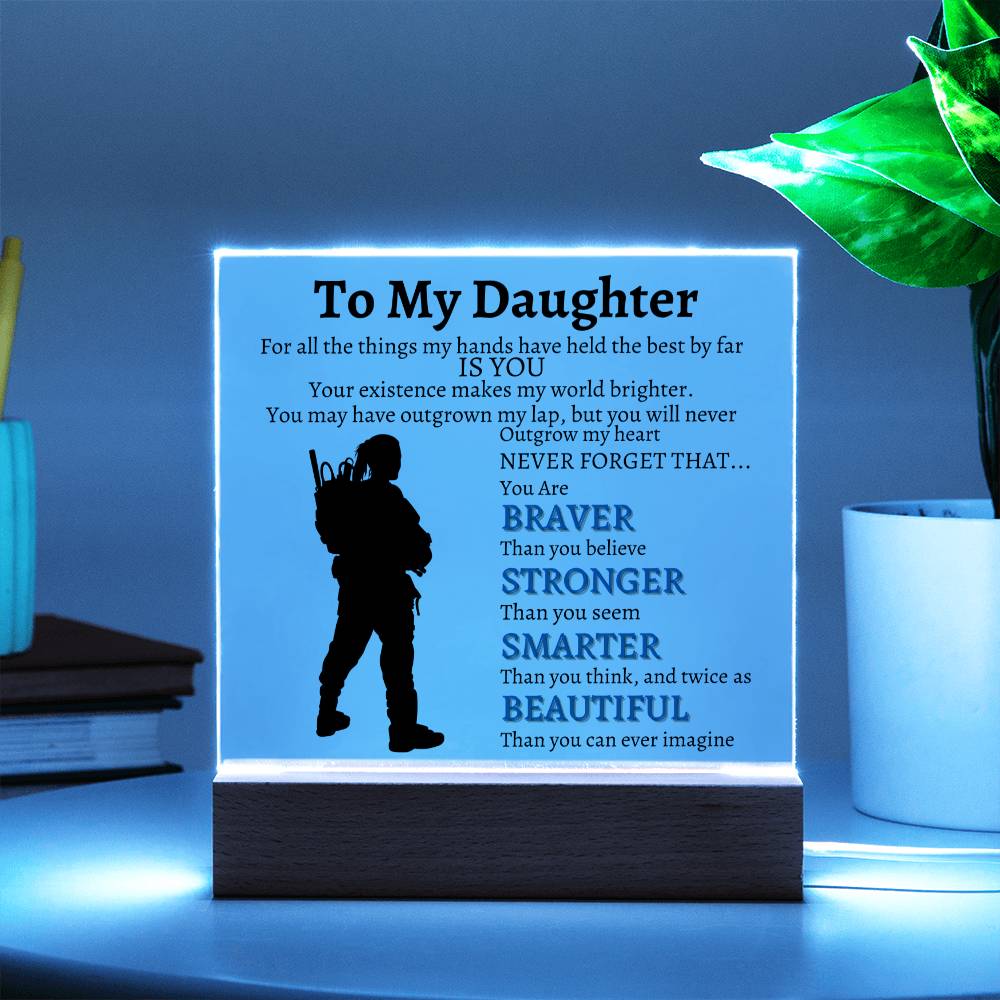 To My Daughter Veterans Acrylic Black