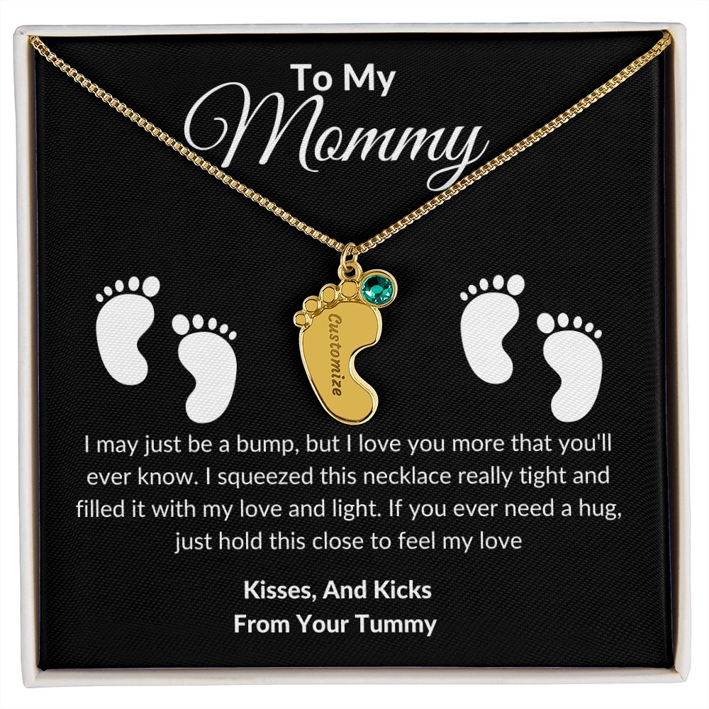 Mommy Baby Feet With Birthstones Black