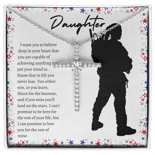 American Soldier Daughter CZ Cross Necklace