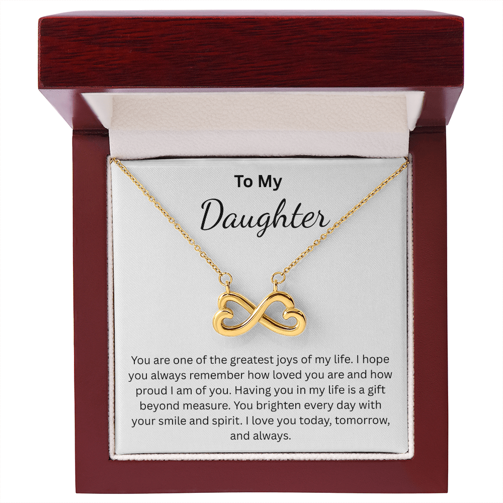 Endless Love Necklace for Daughter (white) – Infinity Heart with Message Card | 18k Gold or 14k White Gold Finish | Gift for Any Occasion