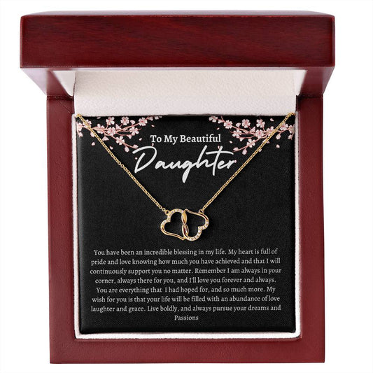 To My Beautiful Daughter Black Everlasting Love Necklace
