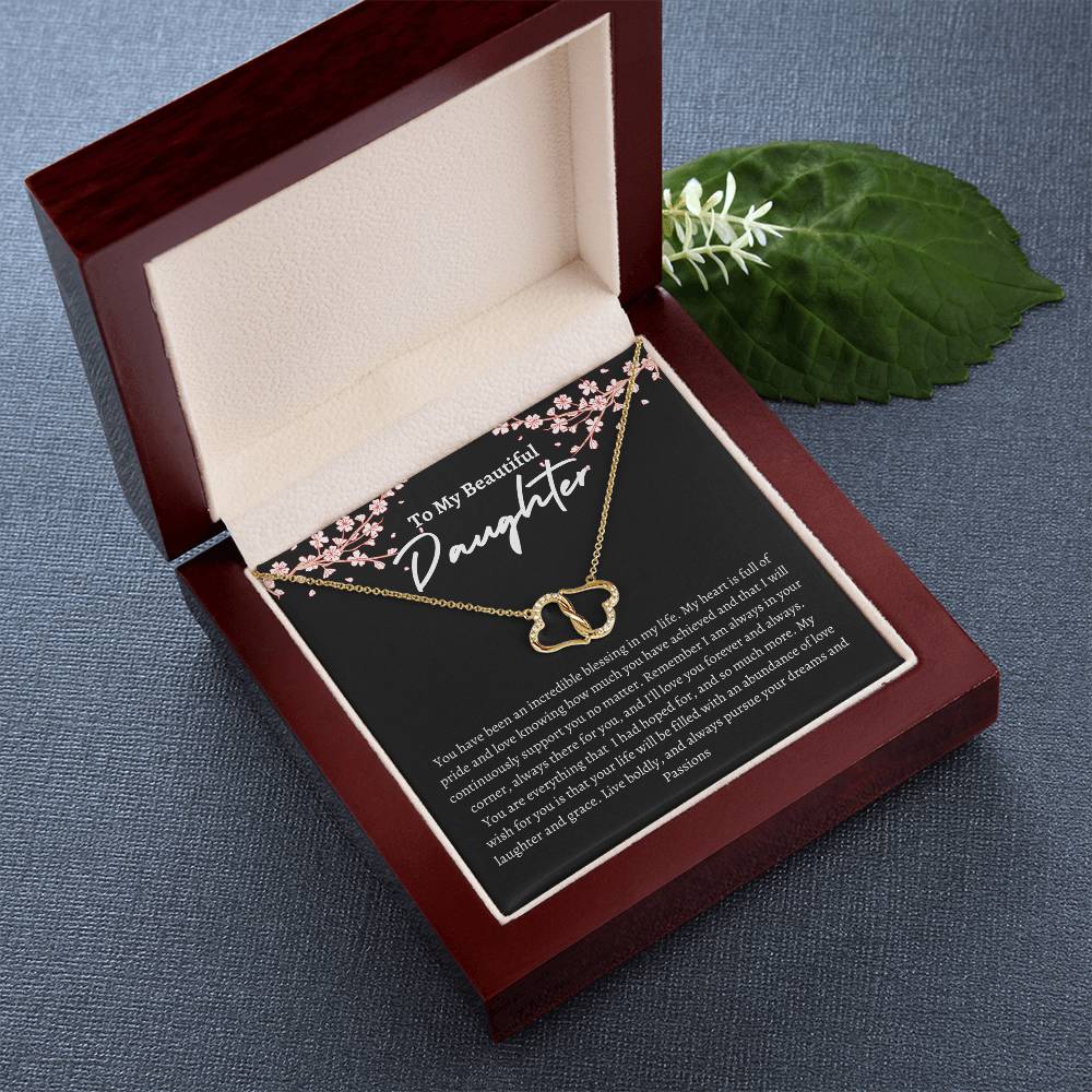 To My Beautiful Daughter Black Everlasting Love Necklace
