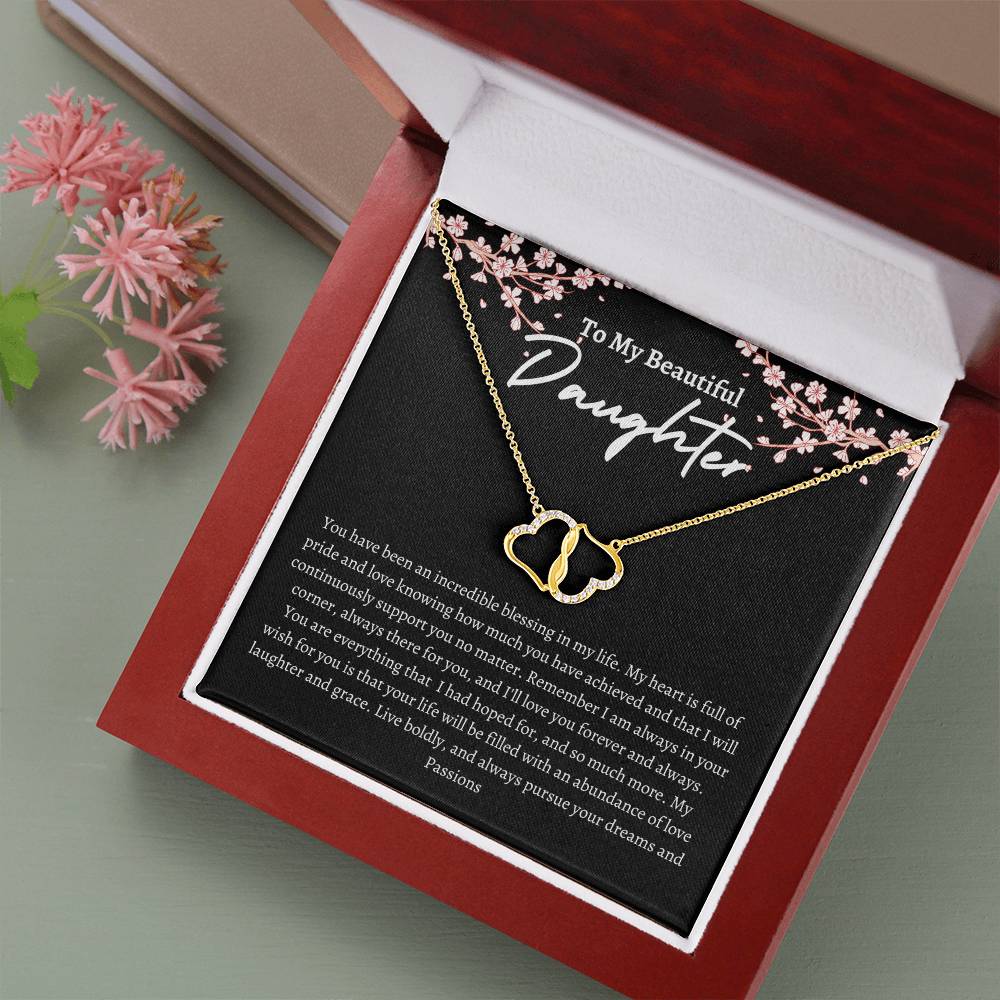To My Beautiful Daughter Black Everlasting Love Necklace