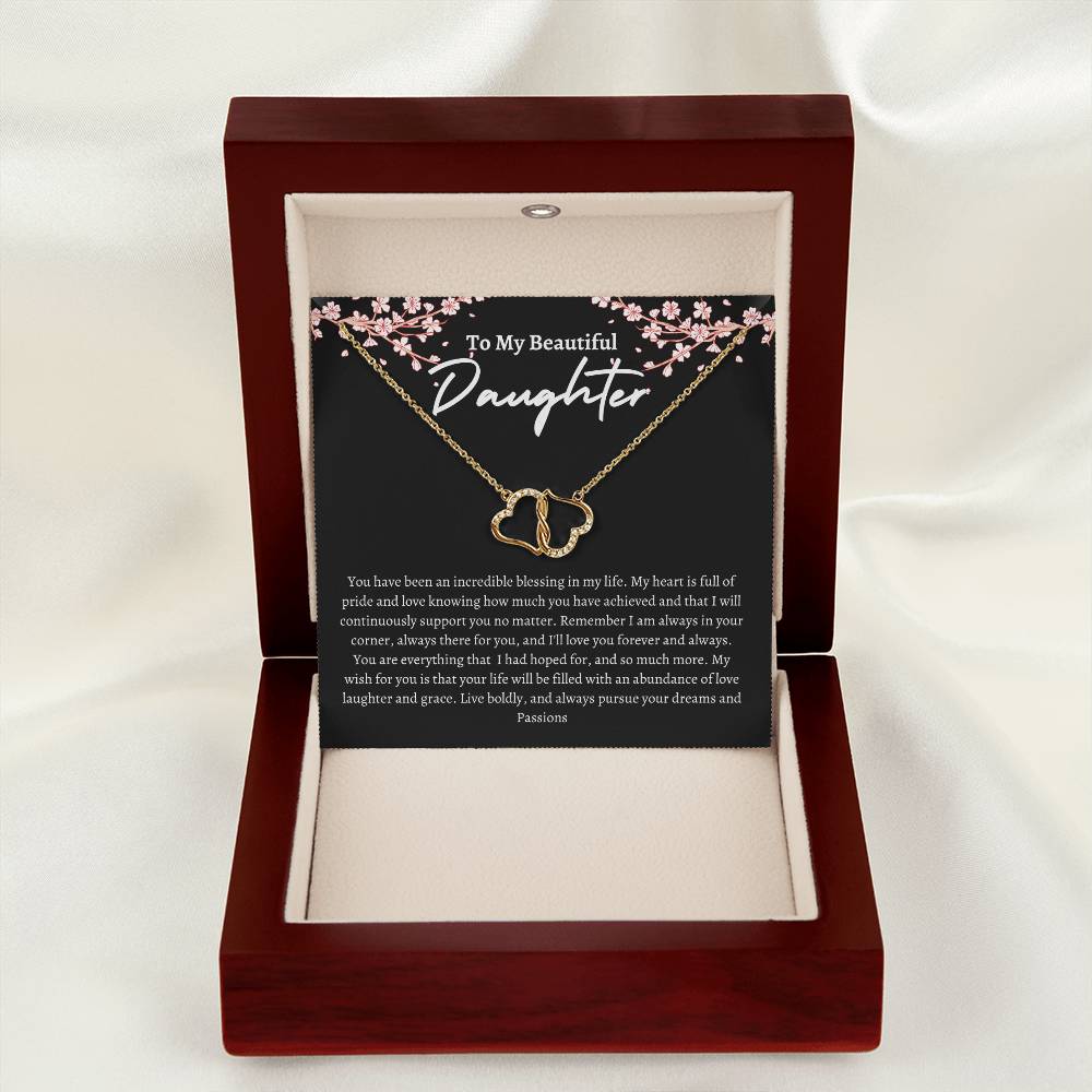 To My Beautiful Daughter Black Everlasting Love Necklace