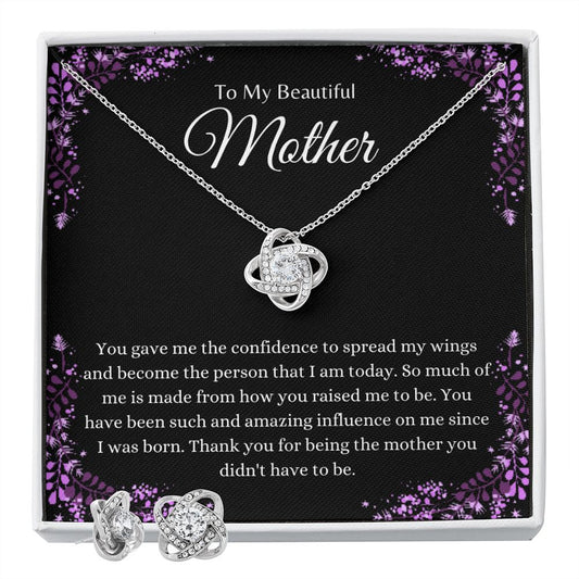 To My Beautiful Mother Floral Love Knot Black