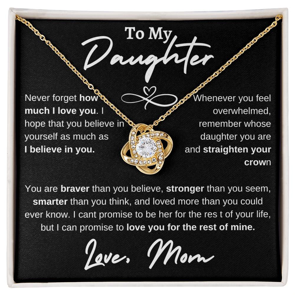 Daughter Infinity Heart Love Knot Necklace Black (Mom)