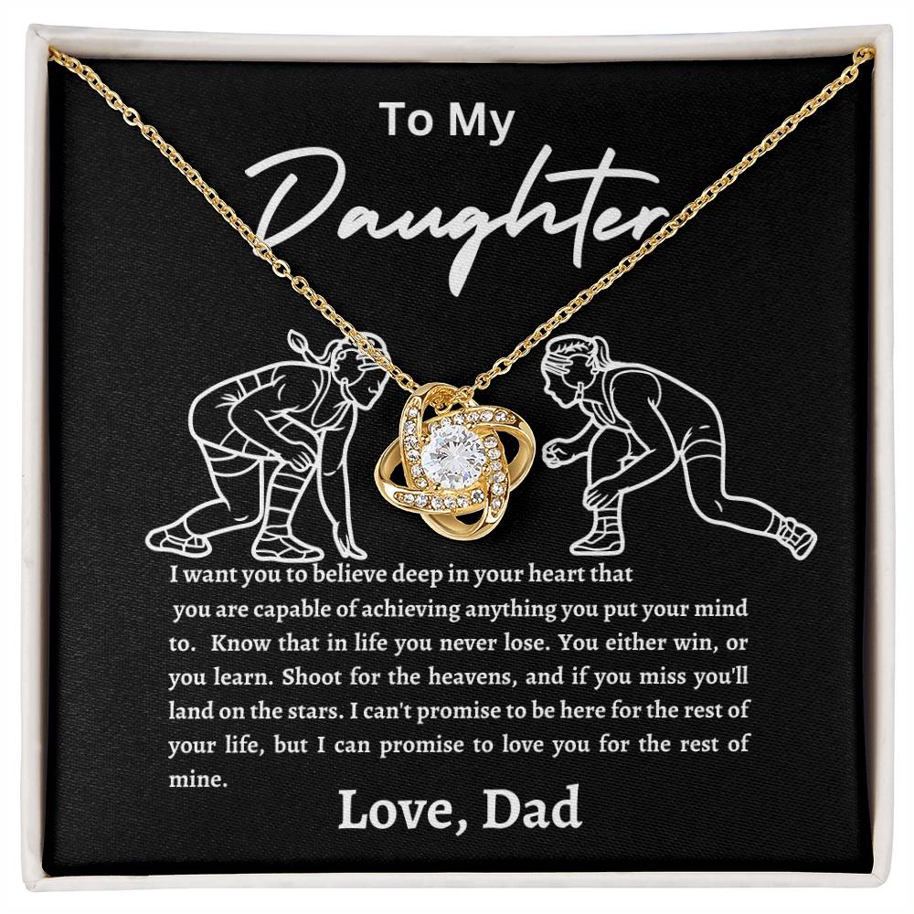 Wrestling Daughter Love Knot Necklace Black and White