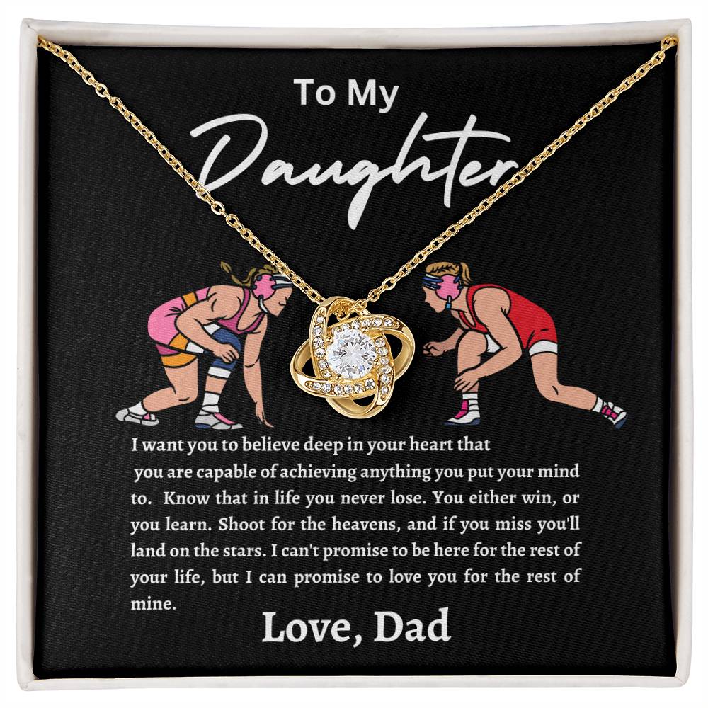 Wrestling Daughter Love Knot Necklace Black