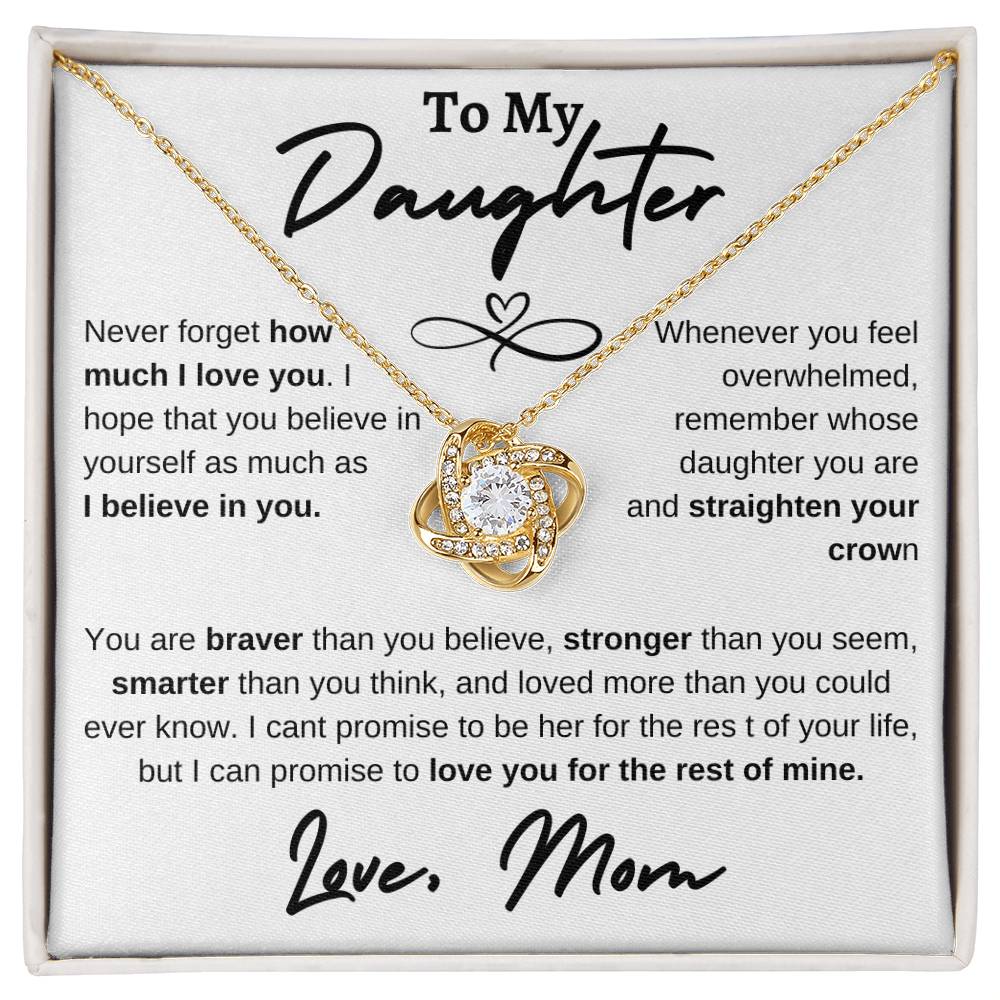 Daughter Infinity Heart Love Knot Necklace White (Mom)