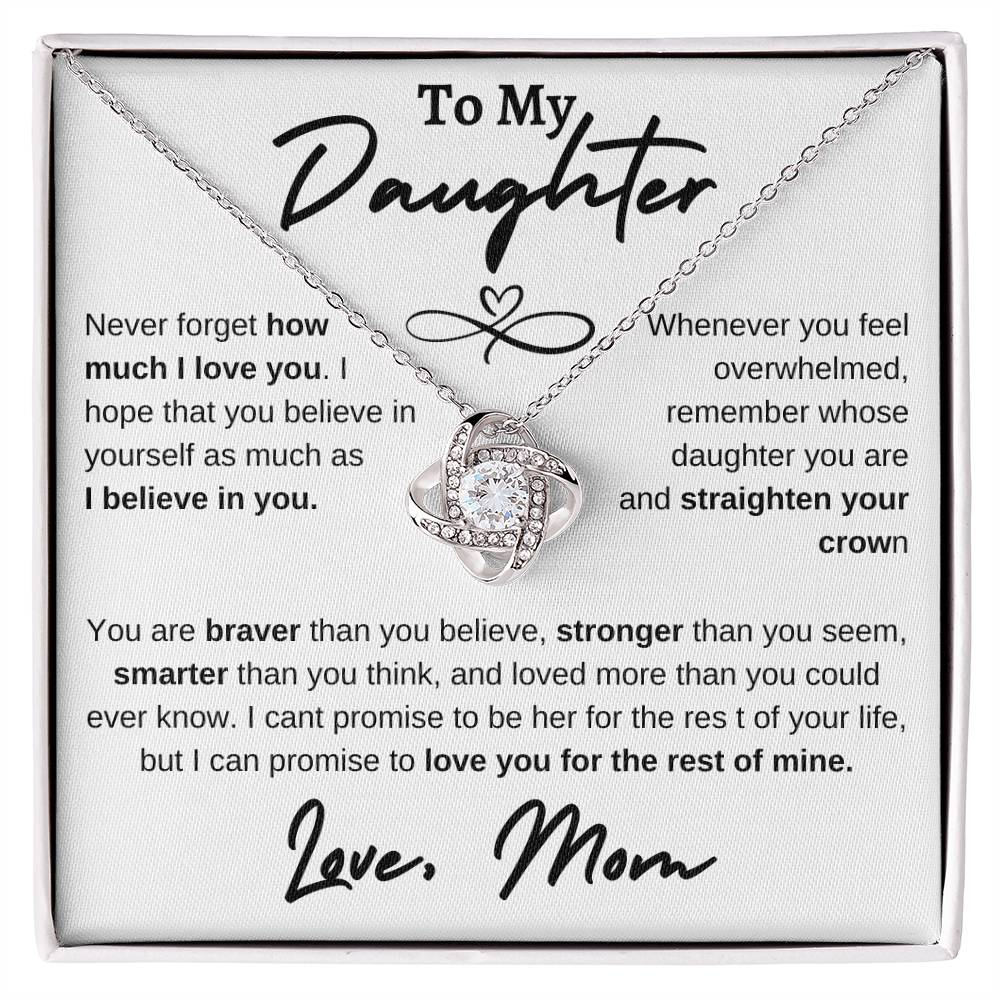 Daughter Infinity Heart Love Knot Necklace White (Mom)