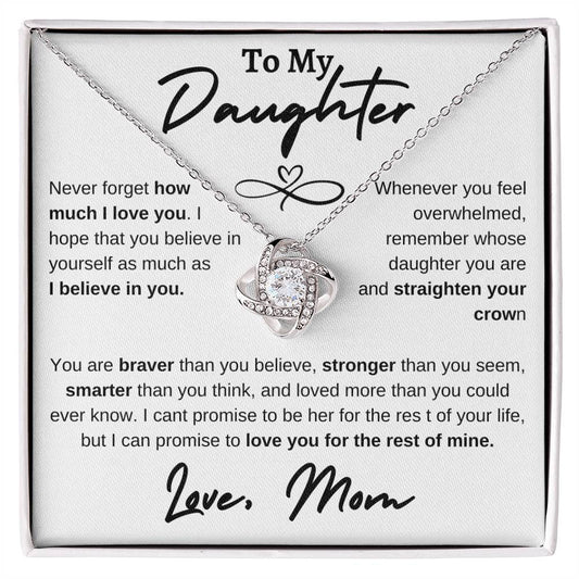 Daughter Infinity Heart Love Knot Necklace White (Mom)