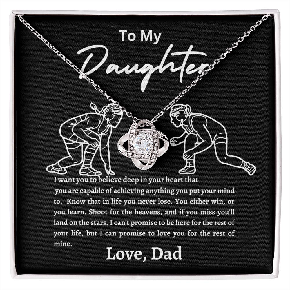 Wrestling Daughter Love Knot Necklace Black and White