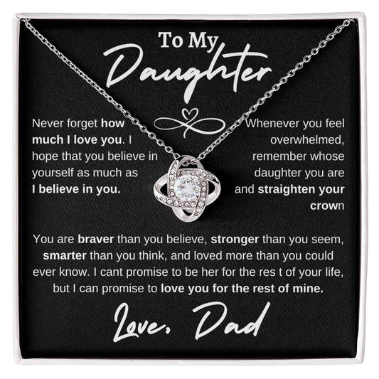 Daughter Infinity Heart Love Knot Necklace Black (Dad)