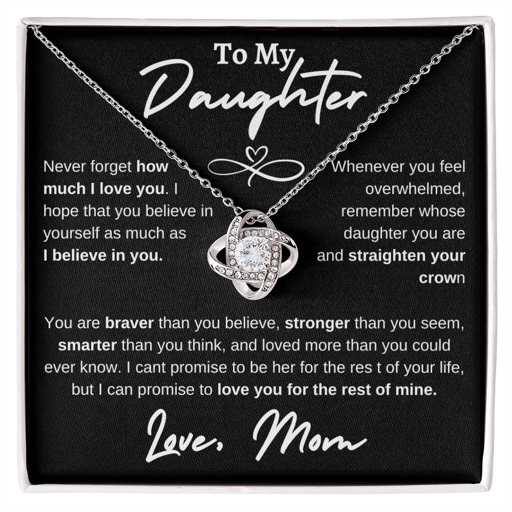 Daughter Infinity Heart Love Knot Necklace Black (Mom)