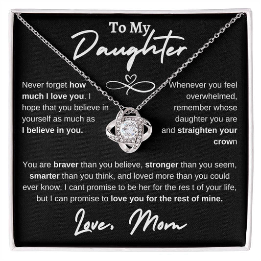 Daughter Infinity Heart Love Knot Necklace Black (Mom)